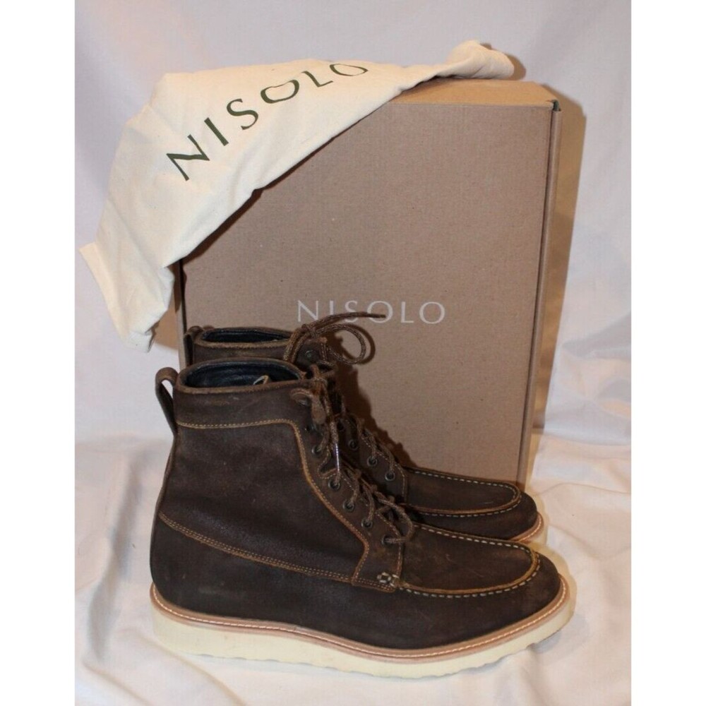 NISOLO MEN'S ALL WEATHER MATEO SUEDE BOOTS BROWN $260 NIB